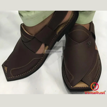 Load image into Gallery viewer, Dark Brown Leather Peshawari Chappal