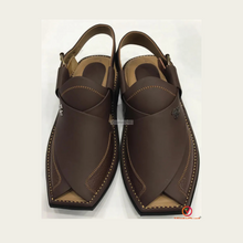 Load image into Gallery viewer, Dark Brown Leather Peshawari Chappal