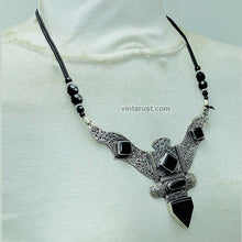 Load image into Gallery viewer, Antique Black Nepalese Triangular Pendant Necklace