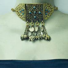 Load image into Gallery viewer, Antique German Silver Choker With Turquoise Beads