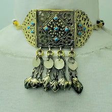 Load image into Gallery viewer, Antique German Silver Choker With Turquoise Beads