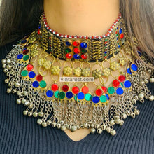 Load image into Gallery viewer, Antique Glass Stones and Bells Choker Necklace