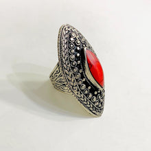 Load image into Gallery viewer, Antique Handmade Red Coral Stone Ring