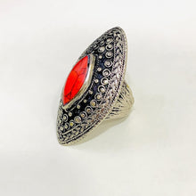 Load image into Gallery viewer, Antique Handmade Coral Stone Ring