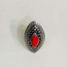 Load image into Gallery viewer, Antique Handmade Coral Stone Ring