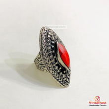 Load image into Gallery viewer, Antique Handmade Red Coral Stone Ring