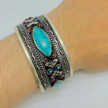 Load image into Gallery viewer, Antique Inlaid Stone Cuff Bracelet