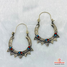 Load image into Gallery viewer, Antique Silver Boho Hoop Statement Earrings