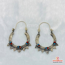 Load image into Gallery viewer, Antique Silver Boho Hoop Statement Earrings