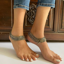 Load image into Gallery viewer, Antique Tribal Rustic Anklet Pair
