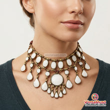 Load image into Gallery viewer, Antique Tribal White Stone Bib Necklace