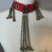 Load image into Gallery viewer, Beaded Choker Necklace With Long Dangling Bells