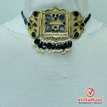 Load image into Gallery viewer, Black Amulet Choker Necklace With Earrings