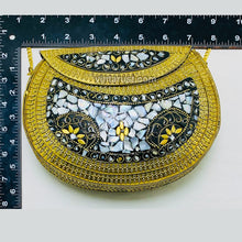 Load image into Gallery viewer, Black and Golden Bag With Golden Long Chain