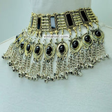 Load image into Gallery viewer, Black Glass Stones Gypsy Choker Necklace