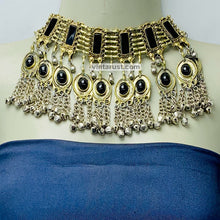 Load image into Gallery viewer, Black Glass Stones Gypsy Choker Necklace