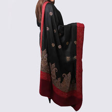 Load image into Gallery viewer, Black Kashmiri Style Jacquard Pattern Shawl