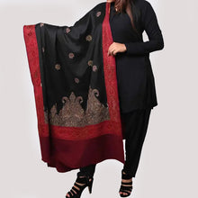 Load image into Gallery viewer, Black Kashmiri Style Jacquard Pattern Shawl