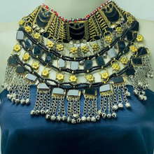 Load image into Gallery viewer, Black Layered Handmade Glass Stones Choker Necklace