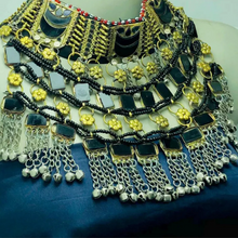 Load image into Gallery viewer, Black Layered Handmade Glass Stones Choker Necklace