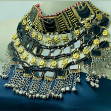 Load image into Gallery viewer, Black Layered Handmade Glass Stones Choker Necklace