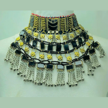 Load image into Gallery viewer, Black Layered Handmade Glass Stones Choker Necklace