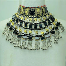 Load image into Gallery viewer, Black Layered Handmade Glass Stones Choker Necklace