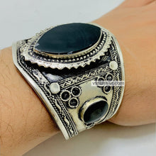 Load image into Gallery viewer, Black Stone Adjustable Handmade Cuff Bracelet
