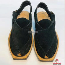 Load image into Gallery viewer, Black Suede Handmade Peshawari Chappal for Men