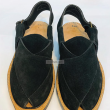 Load image into Gallery viewer, Black Suede Handmade Peshawari Chappal for Men