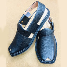 Load image into Gallery viewer, Black Textured Handcrafted Peshawari Chappal