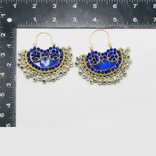 Load image into Gallery viewer, Blue Glass Stones Silver Boho Chandbali Earrings