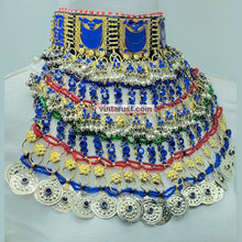 Load image into Gallery viewer, Blue Handmade Multilayered Silver Bib Necklace