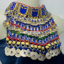 Load image into Gallery viewer, Blue Handmade Multilayered Silver Bib Necklace