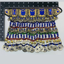 Load image into Gallery viewer, Blue Handmade Multilayered Silver Bib Necklace