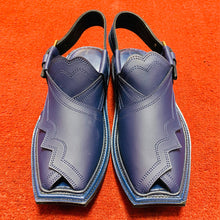 Load image into Gallery viewer, Blue Handmade Traditional Peshawar Chappal