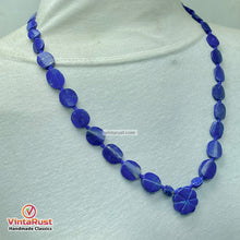 Load image into Gallery viewer, Blue Lapis Lazuli Necklace with Flower Pendant