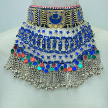 Load image into Gallery viewer, Blue Stones Handmade Kuchi Choker Necklace
