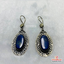 Load image into Gallery viewer, Bohemian Lapis Lazuli Silver Dangle Earrings