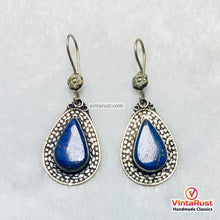 Load image into Gallery viewer, Bohemian Lapis Lazuli Teardrop Silver Earrings