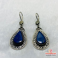 Load image into Gallery viewer, Bohemian Lapis Lazuli Teardrop Silver Earrings