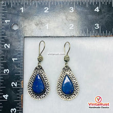 Load image into Gallery viewer, Bohemian Lapis Lazuli Teardrop Silver Earrings