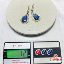 Load image into Gallery viewer, Bohemian Lapis Lazuli Teardrop Silver Earrings