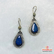 Load image into Gallery viewer, Bohemian Lapis Lazuli Teardrop Silver Earrings