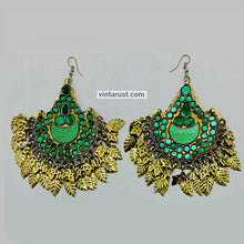 Load image into Gallery viewer, Boho Green Oversized Kuchi Classic Earrings