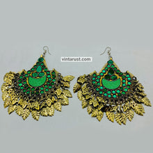 Load image into Gallery viewer, Boho Green Oversized Kuchi Classic Earrings