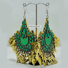 Load image into Gallery viewer, Boho Green Oversized Kuchi Classic Earrings
