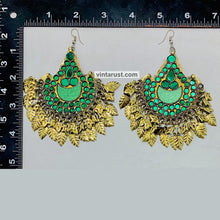 Load image into Gallery viewer, Boho Green Oversized Kuchi Classic Earrings