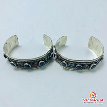 Load image into Gallery viewer, Boho Lapis Stone Cuff Bracelet With Turquoise and Coral