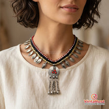Load image into Gallery viewer, Silver Leaf Boho Tribal Choker Necklace
